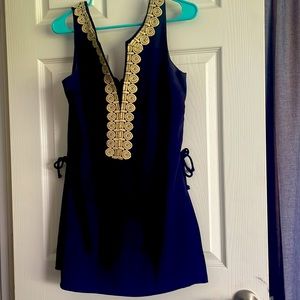 Short Lily romper navy and gold